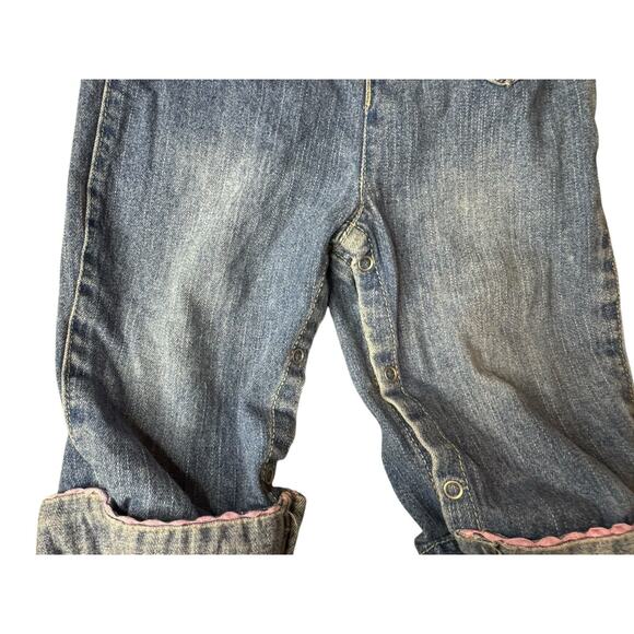 Vintage 6-9 Months 90s Faded Glory Overalls Denim Jean Embroidered Flowers - Picture 3 of 14